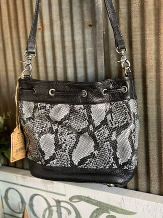 STS Santana Bucket Bag Python Black *FINAL SALE*-Handbags-Carrol STS Ranchwear-Lucky J Boots & More, Women's, Men's, & Kids Western Store Located in Carthage, MO