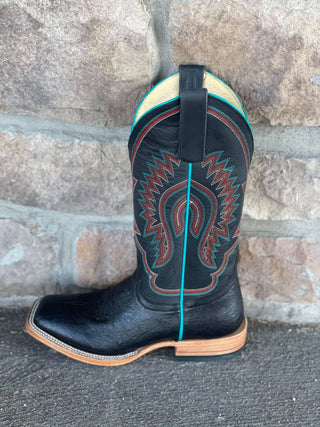 Women's Macie Bean Black Smooth Ostrich Square Toe Boot-Women's Boots-Macie Bean-Lucky J Boots & More, Women's, Men's, & Kids Western Store Located in Carthage, MO