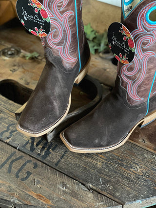 Women's Macie Bean Chocolate Suede Boot-Women's Boots-Macie Bean-Lucky J Boots & More, Women's, Men's, & Kids Western Store Located in Carthage, MO