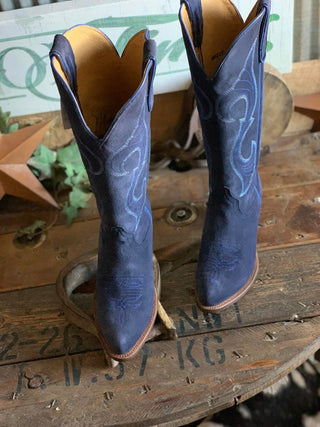 Women's Macie Bean Marine Blue Suede Tall Boot-Women's Boots-Macie Bean-Lucky J Boots & More, Women's, Men's, & Kids Western Store Located in Carthage, MO
