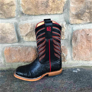 Youth Anderson Bean Black Caiman Print Boot-Kids Boots-Anderson Bean-Lucky J Boots & More, Women's, Men's, & Kids Western Store Located in Carthage, MO