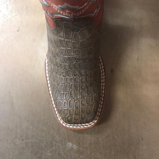 Youth Anderson Bean Imitation Tobacco Caiman Print Boot-Kids Boots-Anderson Bean-Lucky J Boots & More, Women's, Men's, & Kids Western Store Located in Carthage, MO
