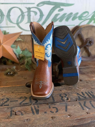 Youth Ariat Lonestar Square Boot in Red Dirt and Road / Blue Waves-Kids Boots-Ariat-Lucky J Boots & More, Women's, Men's, & Kids Western Store Located in Carthage, MO