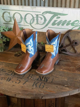 Youth Ariat Lonestar Square Boot in Red Dirt and Road / Blue Waves-Kids Boots-Ariat-Lucky J Boots & More, Women's, Men's, & Kids Western Store Located in Carthage, MO