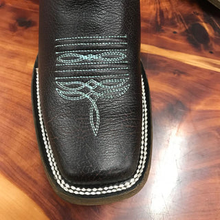 Youth Corral Tyson Durfey Chocolate & Hunter Green Square Toe Boot T0018-Kids Boots-Corral-Lucky J Boots & More, Women's, Men's, & Kids Western Store Located in Carthage, MO