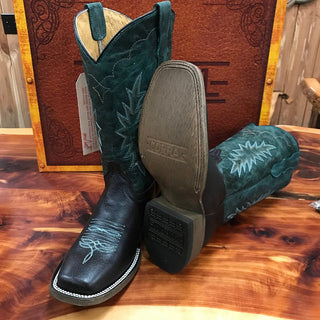 Youth Corral Tyson Durfey Chocolate & Hunter Green Square Toe Boot T0018-Kids Boots-Corral-Lucky J Boots & More, Women's, Men's, & Kids Western Store Located in Carthage, MO