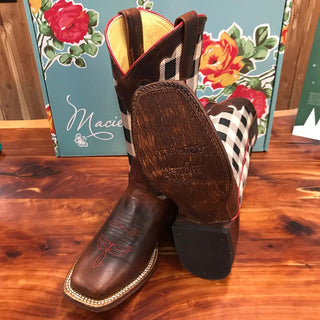 Youth Macie Bean Checkmate Cowgirl Boot-Kids Boots-Macie Bean-Lucky J Boots & More, Women's, Men's, & Kids Western Store Located in Carthage, MO