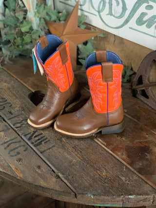 Youth Roper Tan and Orange Cowboy Boot-Kids Boots-Roper-Lucky J Boots & More, Women's, Men's, & Kids Western Store Located in Carthage, MO