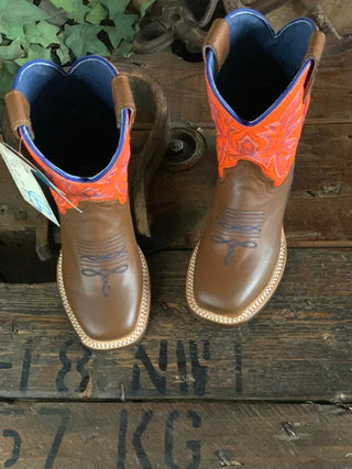 Youth Roper Tan and Orange Cowboy Boot-Kids Boots-Roper-Lucky J Boots & More, Women's, Men's, & Kids Western Store Located in Carthage, MO